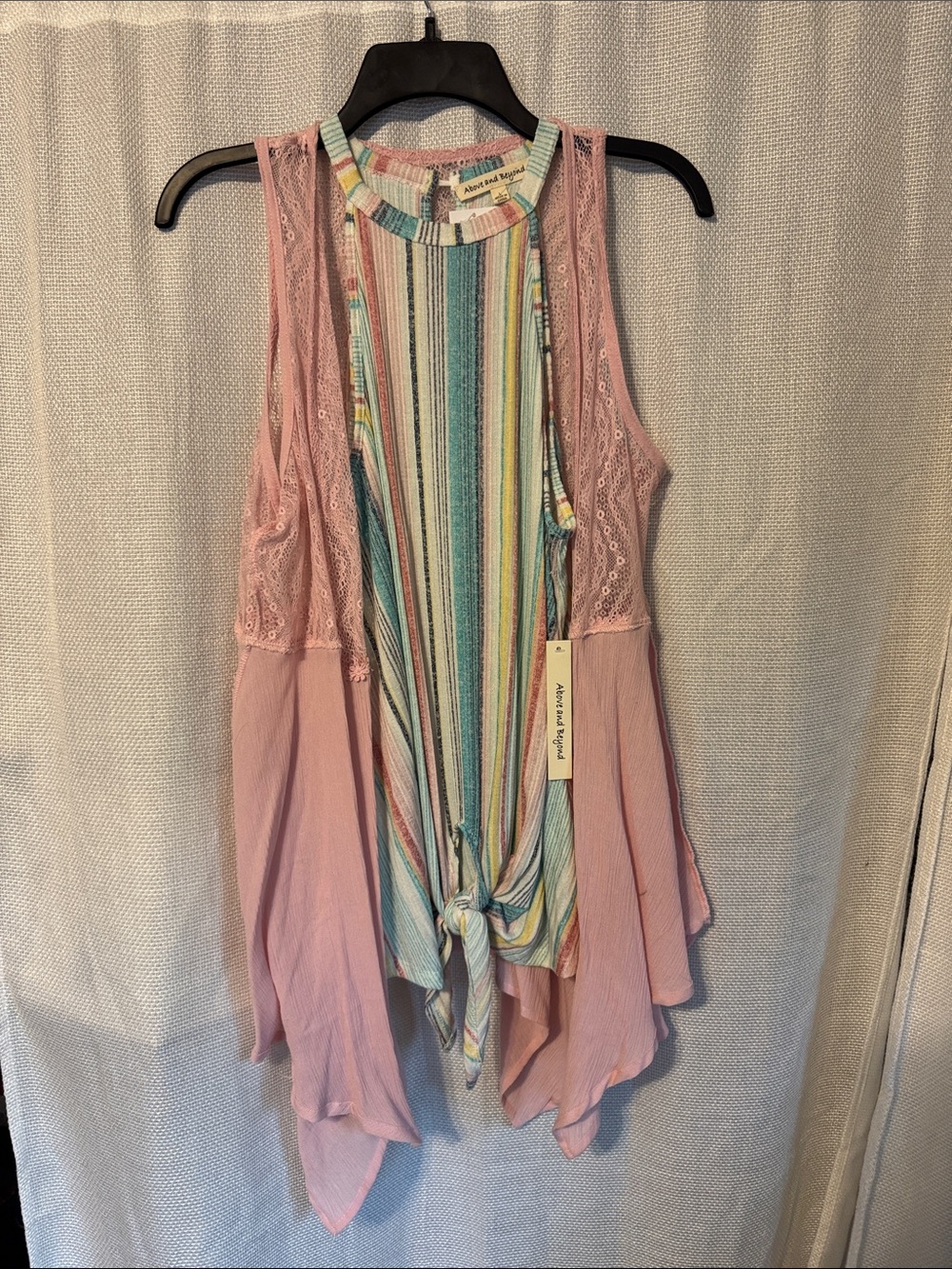 Avant Garden Pink Lace-Trim Layered Tank Top
